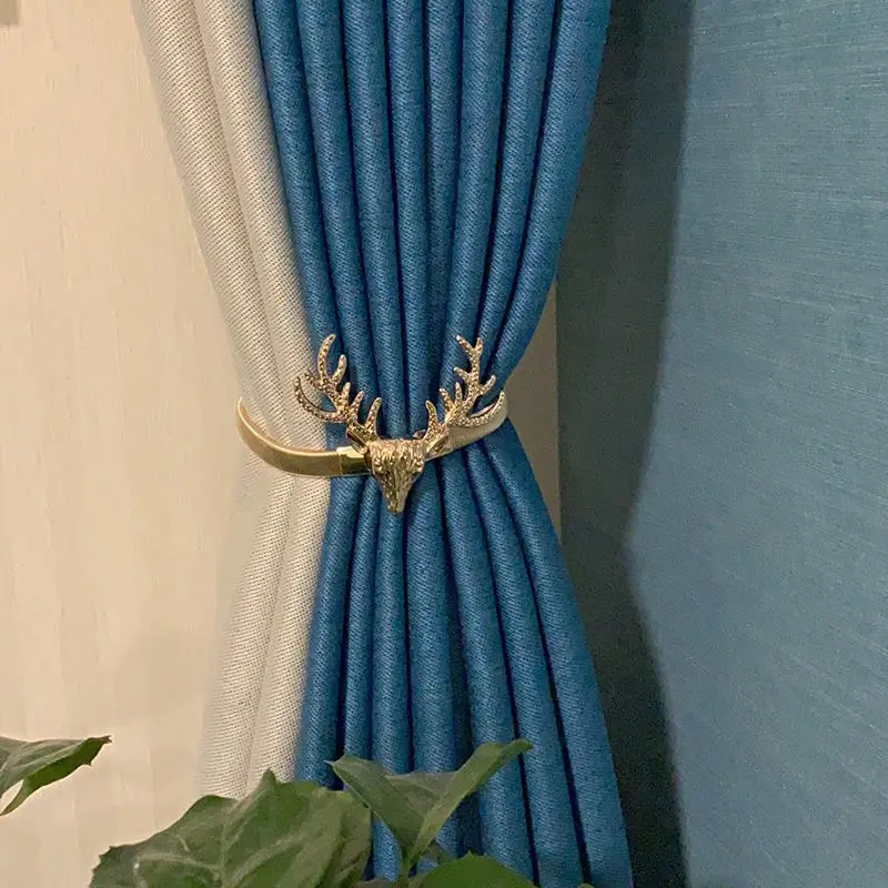 ⚡️Metal Curtain Clip Tieback Buckle Clips Curtain Holders Golden Silver Color Leaves Bow Elk Buckle Tie Back Curtain Accessories