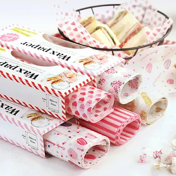 

50Pcs/Lot Wax Paper Food Grade Grease Paper Baking Tools Food Wrappers Wrapping Paper For Bread Candy Cake Burger Fries Oilpaper