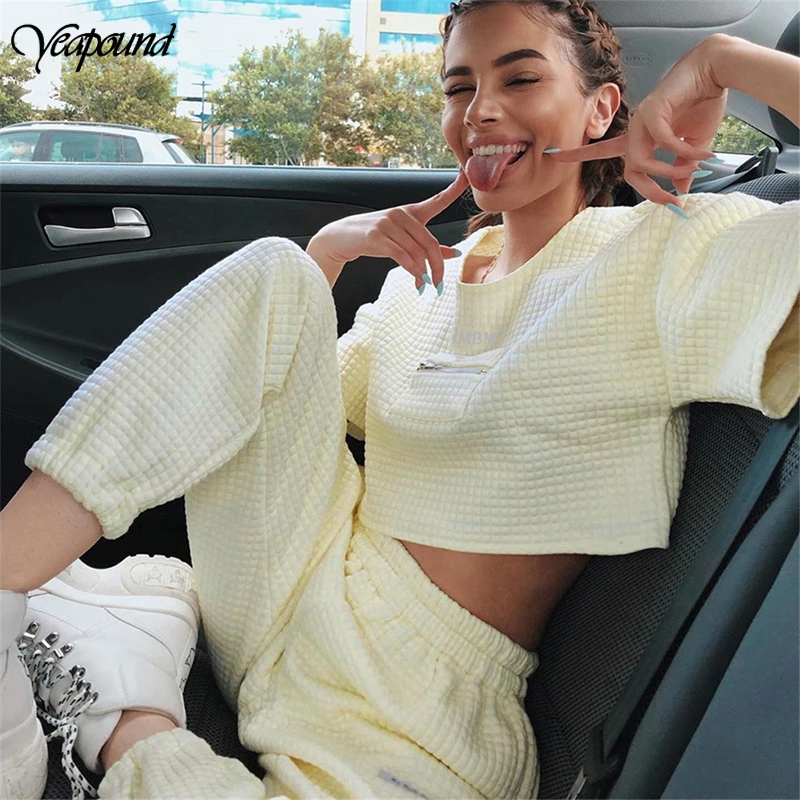 

Letter Embroidery Casual Workout Two Piece Set Women Fashion Pullover Short Sleeve Outfits High Street Wear Top And Pants Set