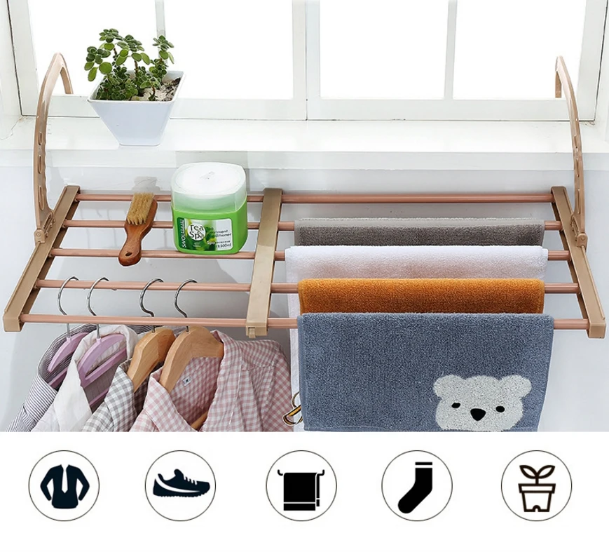 Portable Balcony Hanging Folding Drying Rack Underwear Socks Shoe Multi-function Plastic Indoor Telescopic Clothes Rack Holder