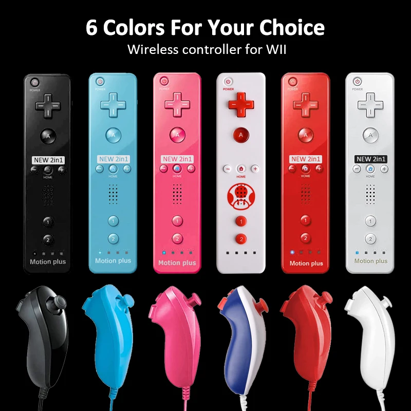 2 in 1 For Nintendo Wiimote Built in Motion Plus Inside Remote Gamepad Controller For Wii Controller For Wii remote and nunchuck