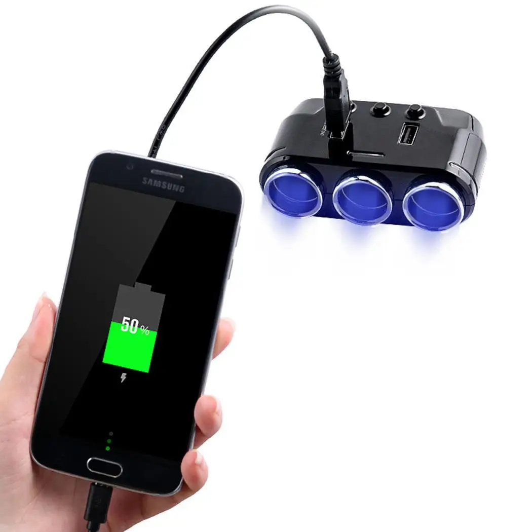 Двойной USB порт 3 Way Авто мобильный телефон планшет автомобильный прикуриватель для дома, Повседневная розетка 100 Вт разветвитель зарядное устройство