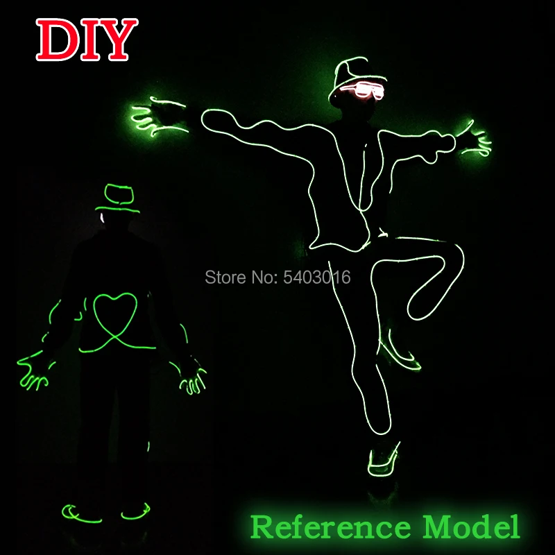 

Novelty Lighting EL Suit Popular EL Wire Glowing Rave Costume DIY Decorative Glowing Clothing for Christmas Birthday Party