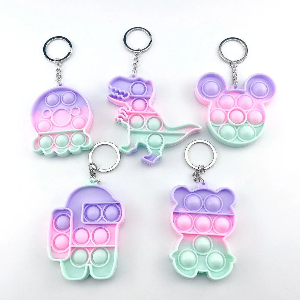 Mini Push Pop It Fidget Toy Keychain 