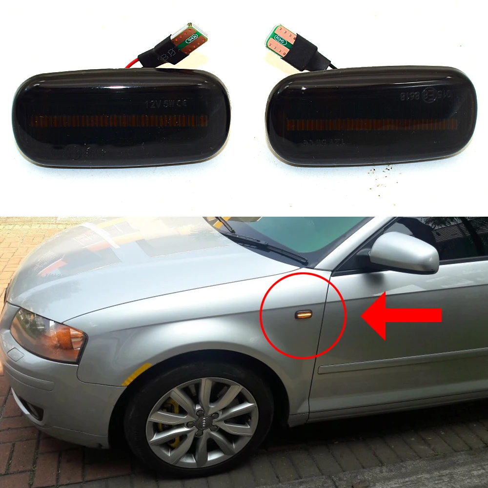 Светодиодный динамический боковой указатель поворота последовательный для Audi A3