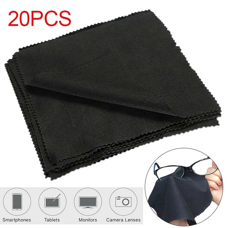 

20pcs Black Microfibre Lens Eye Glasses Cleaing Cloth Laptop Mobile Phone Camera Screen Cleaning Wipe Cloths Cleaner 15x15cm