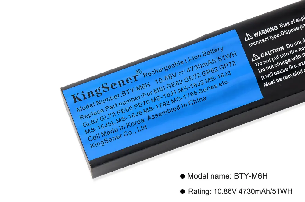 KingSener BTY-M6H ноутбук Батарея для MSI GE70 GP72MVR GL62VR GL62M GL72 GE72VR MS-16J3 MS-16J4 MS-16J6 MS-1792 MS-1795 MS-16J5L