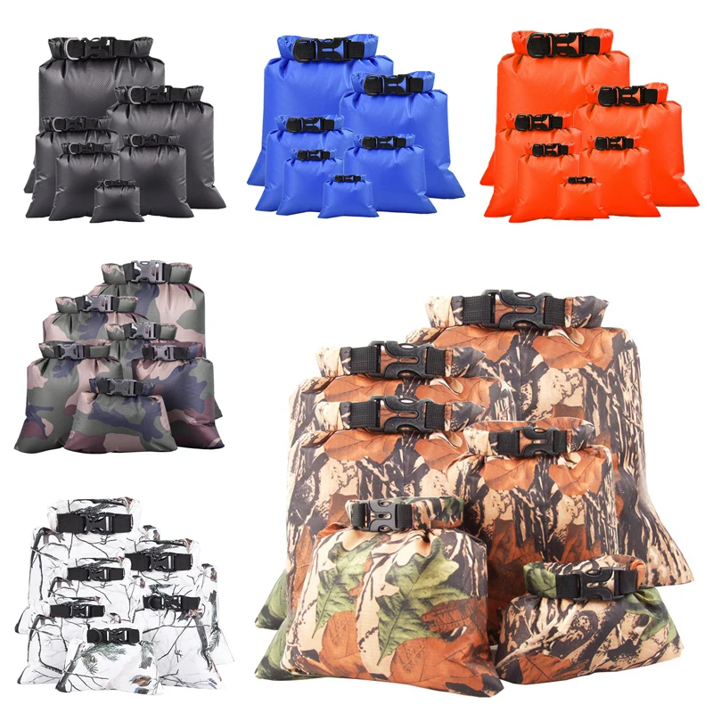 

6Pcs Outdoor Waterproof Bag Swimming Camping Hiking Rafting Storage Dry Bag With Adjustable Strap Hook Travel Storage Bags