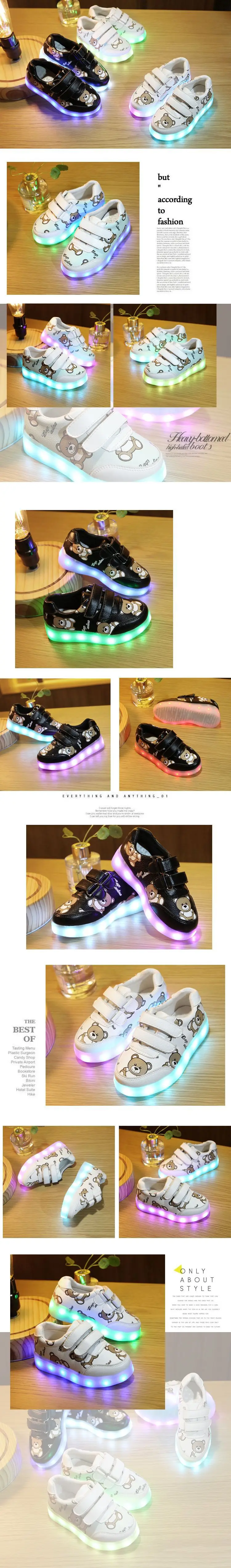 Size 25-35 LED Shoes for Kids Girls Boys USB Charge Glowing Lighted Shoes Kids Shoes with Lights Luminous Sneakers for Children