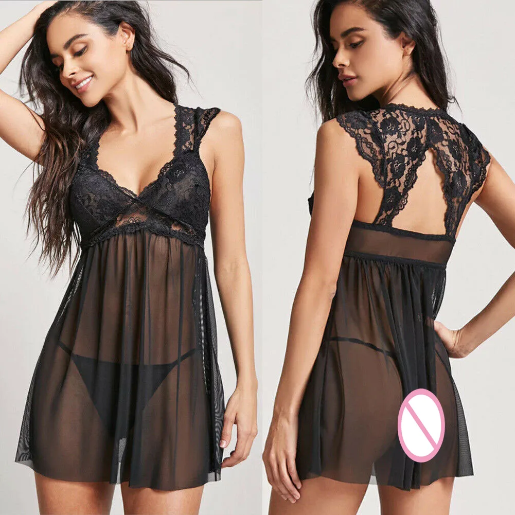 Женское сексуальное прозрачное кружевное белье Ночное белье Стринги Babydoll одежда для сна эротическая костюм для секса