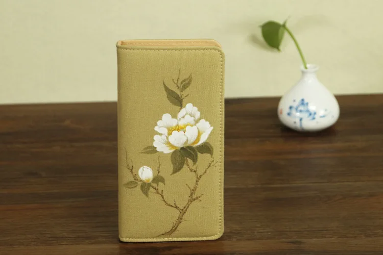 Alasir ретро женский кошелек с ручной росписью цветы в китайском стиле, оригинальный тканевый держатель для карт, женские цветы