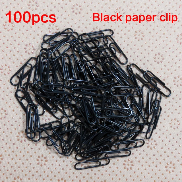Fekete Papír Klip Fém Könyvjelző Pin Clip Adagoló Kötő Levélpapír Hallgatói Iroda 100Db