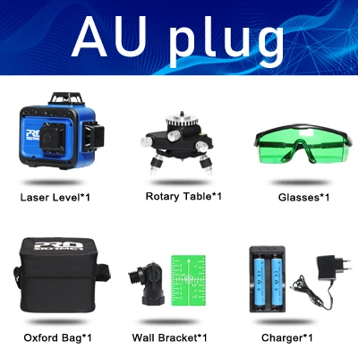 AU PLUG PROSTORMER 12 3D зеленые линии лазерный уровень 360 градусов 12 линий самонивелирующийся Горизонтальные и вертикальные поперечные линии лазерный уровень - Цвет: AU PLUG