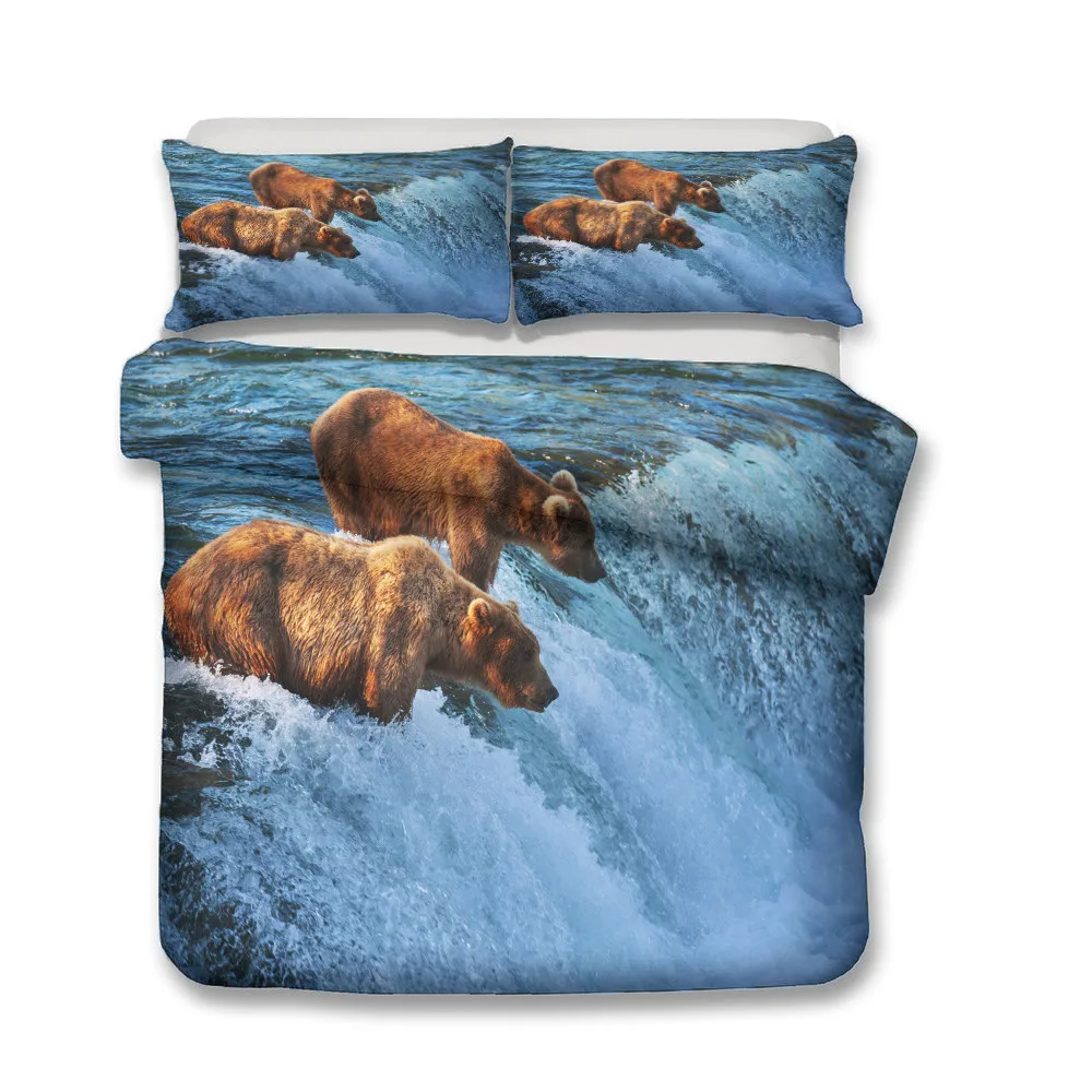 MEI Dream Polar Bear пододеяльник водопад King size одеяло набор 3d цифровой полный постельные принадлежности