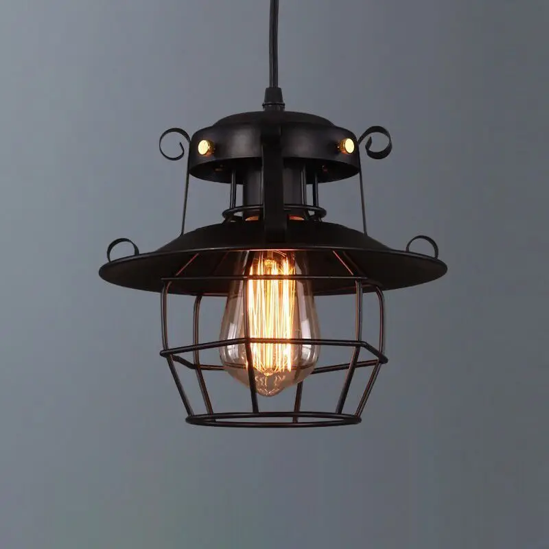

Retro Wrought Iron LED Pendant Light American Restaurant, Aisle, Stairs, Living Room, Cafe, Lighting Fixtures Industrial Lamp