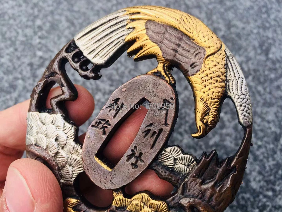 Орел тема японский латунный Guard Tsuba для самурайский меч катана нож Guard Wakizashi фурнитура ручной работы DIY