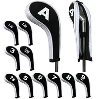 High Quality 12Pcs Rubber Neoprene Golf Head Cover Golf Club Iron Putter Protect Set Number Printed with Zipper Long Neck 1