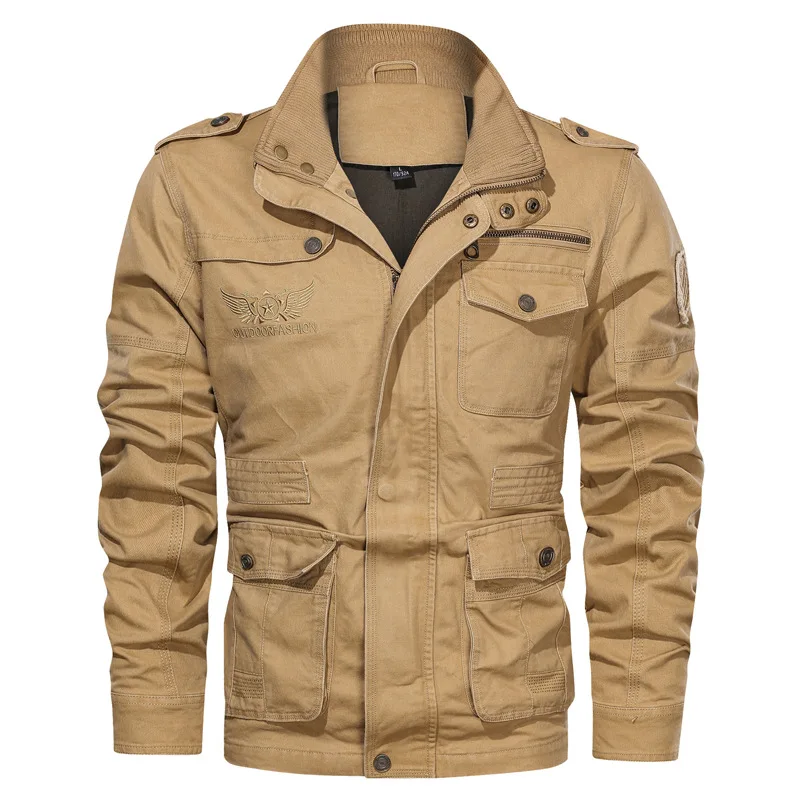 Новинка, осенне-зимняя военная куртка для мужчин, Повседневная Уличная Мужская куртка и пальто с несколькими карманами, мужские куртки размера плюс 5XL