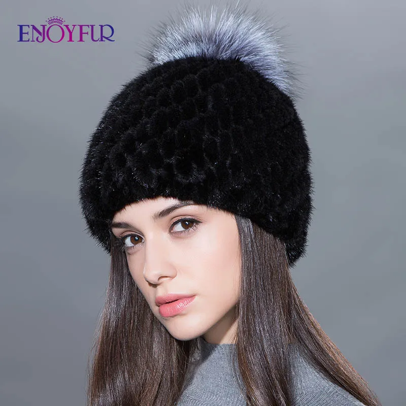 ENJOYFUR inverno cappelli di pelliccia di visone per le donne