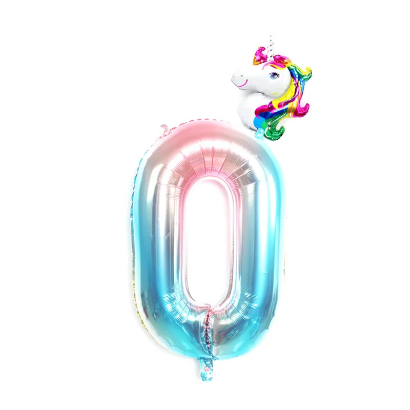 unicorn ballon blue0 2 шт. Радуга Единорог вечерние 32 дюймов воздушные шары из фольги в виде цифр детская День рождения украшения гелиевых шара с цифрой Baby Shower деко - Цвет: unicorn ballon blue0