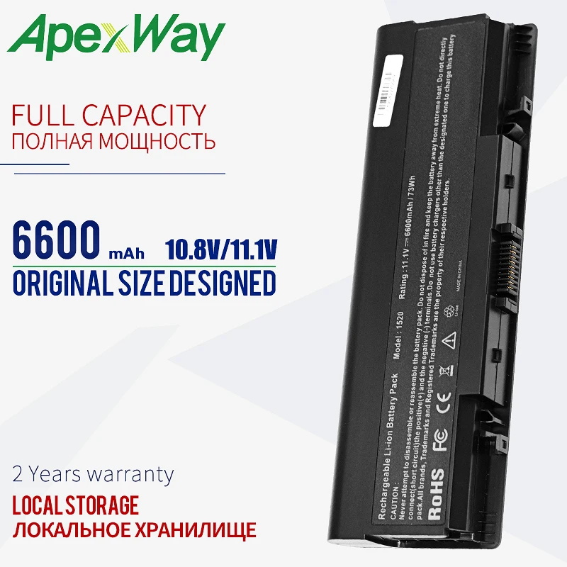 6600mAH 11 1 V батарея для dell Inspiron 1520 1521 1720 530s 0GR99 312-1721 312-0504 312-0513 312-0518 NR222 NR239 TM980 |