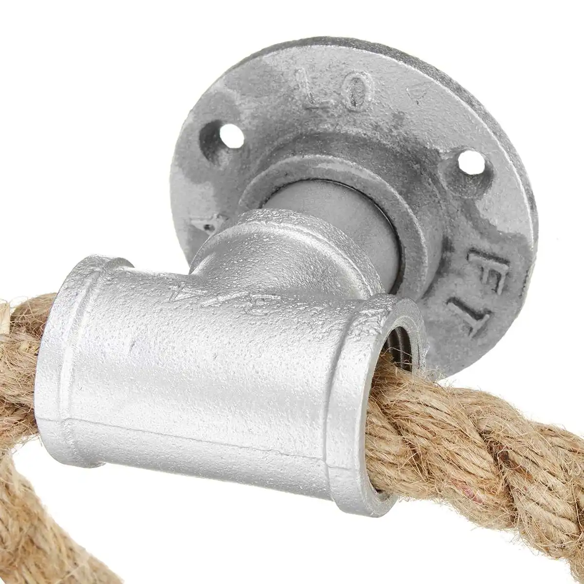 2 colors Towel Rack Ring Wall Mount Industrial Style Towel Holder Iron Pipe Hemp Rope Bathroom Toilet Home Hotels Decoration