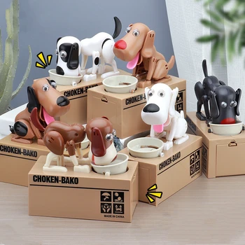 

Piggy Bank Kid's Cartoon Robot Dog Puppy Eats Coins Automatically Eats Money Save Money Kid's Pot Fun Birthday Collection Gift