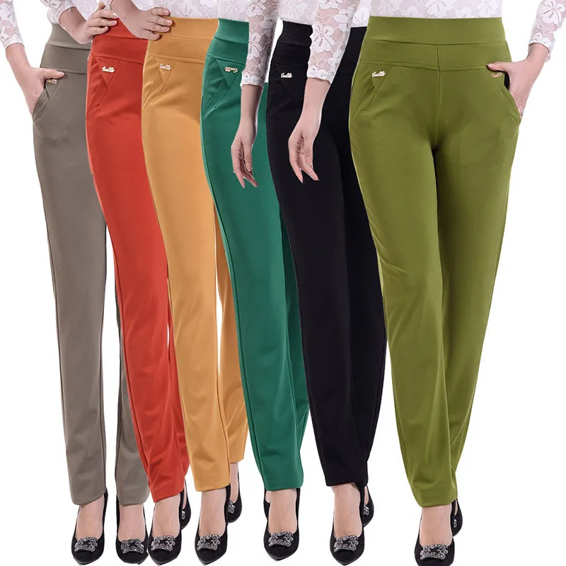 Summer Women Pants 2020 New Color High Waist Stretch Thin Casual Pants Plus Size 5XL Middle-aged mom pants Women's clothing J23 Summer Women Pants 2020 New Color High Waist Stretch Thin Casual Pants Plus Size 5XL Middle-aged mom pants Women's clothing J23