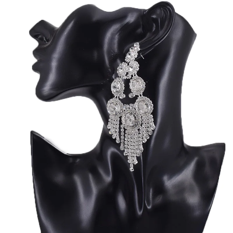 Crystal tassel women earring glass rhinestone (5)