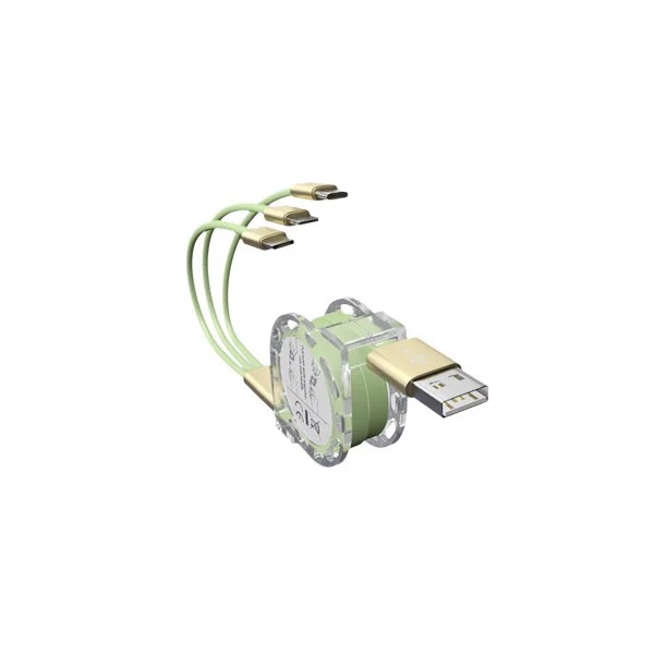 3 в 1 Выдвижной Многофункциональный зарядный кабель Micro usb type-C телефонная линия передачи данных для samsung iPhone Android Usb зарядный кабель - Цвет: Зеленый