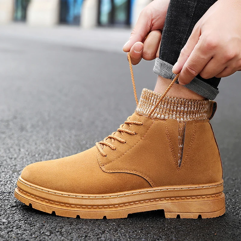 Зимние ботинки; мужские шерстяные носки; Ботинки martin; уличная мода; botas hombre; Мужская Осенняя Повседневная обувь; chaussure homme