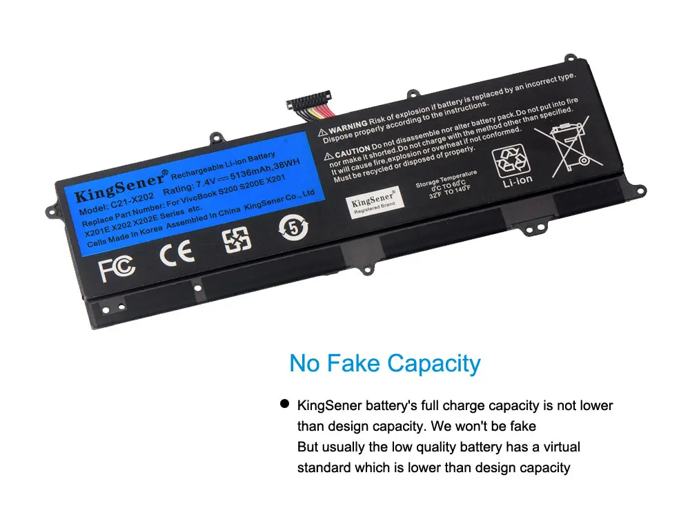 Аккумулятор KingSener для ноутбука ASUS VivoBook S200 S200E X201 X201E X202 X202E Φ 5136 мАч|laptop battery|battery for