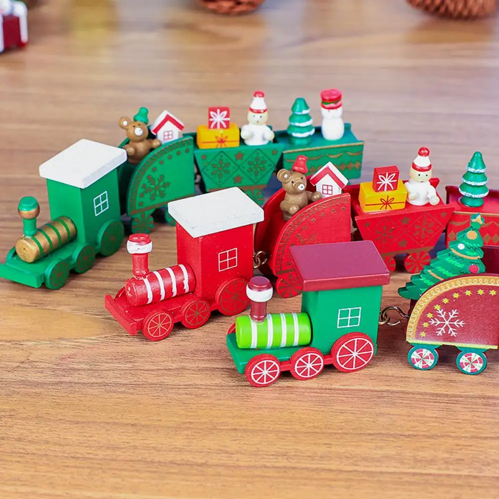 4 узла Рождественский поезд расписное деревянное Рождественское украшение для дома с Сантой детские игрушки орнамент Navidad подарок на год FB