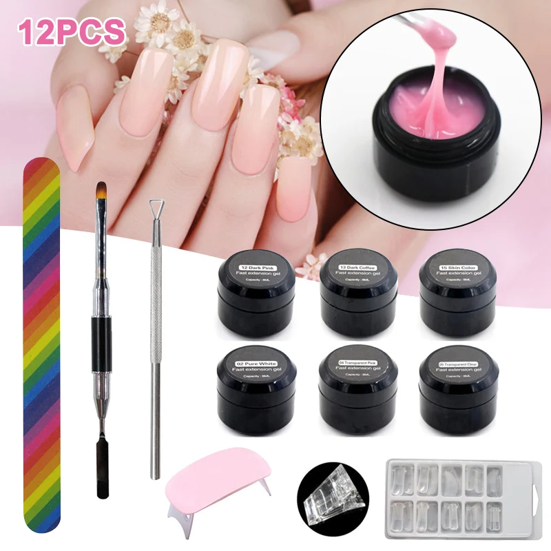 

Hot sale 12 PCS 8ML Nail Art Fast Extension Glue Set No Paper Tray Quick Nail Tool