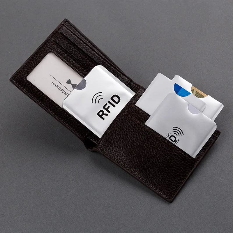 Anti Rfid portafoglio blocco lettore blocco porta carte di credito porta carte d'identità uomo donna passaporto di credito borsa per carte NFC alluminio 6*9.3cm