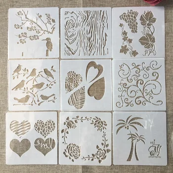 

9Pcs/Set 13cm Heart Bird Wooden DIY Layering Stencils Painting Scrapbook Coloring Embossing Album Decorative Template