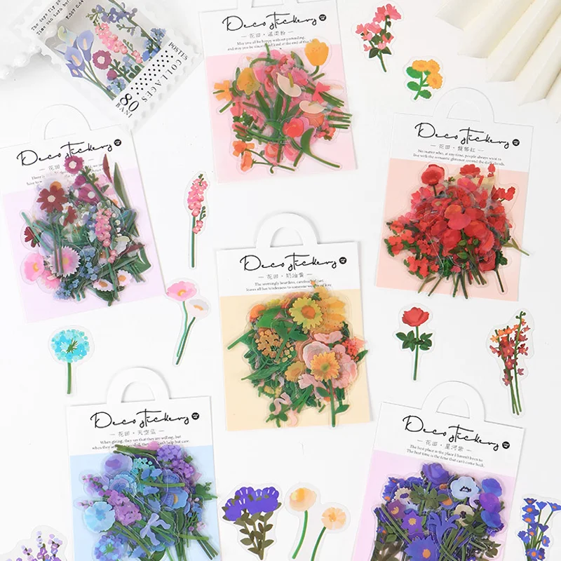 

46pcs/box Flower Field Plant Stickers Self-adhesive Decoration Stationery Scrapbooking Notebooks Diy Diary Album Stick Label
