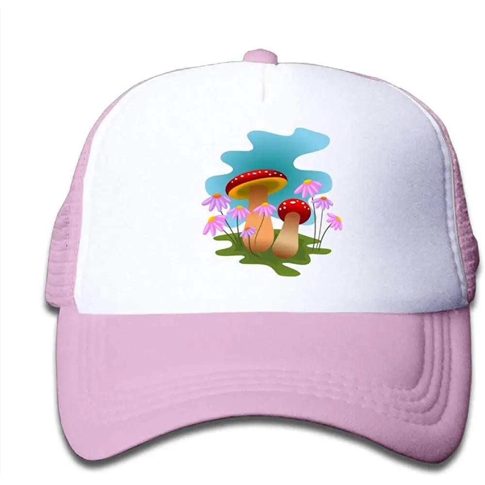 Сетчатая бейсболка Snapback шапки грибы цветы мальчик-девочка, розовый, один размер