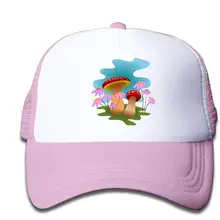 Сетчатая бейсболка Snapback шапки грибы цветы мальчик-девочка, розовый, один размер