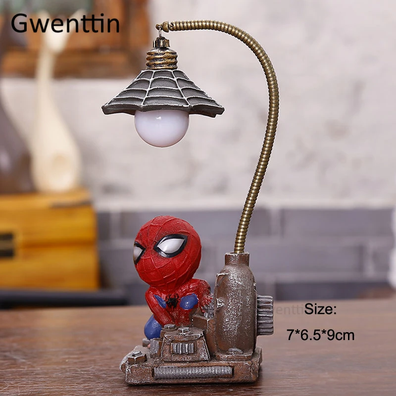 Ночной светильник «мстители», «Человек-паук» для спальни, прикроватная детская лампа, светильник-подставка с рисунком из мультфильма, светящийся светильник для детей, подарки на день рождения