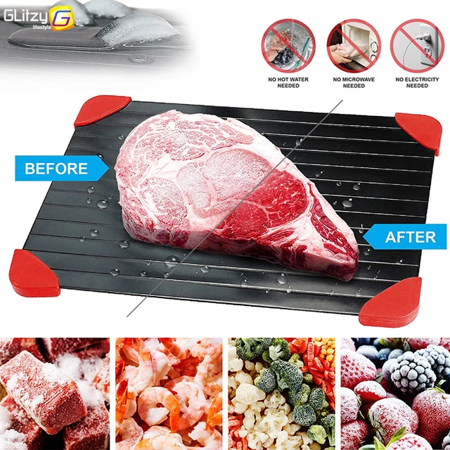 Fast Defrosting Tray Thaw Frozen Food Meat Fruit Quick Steel Plate