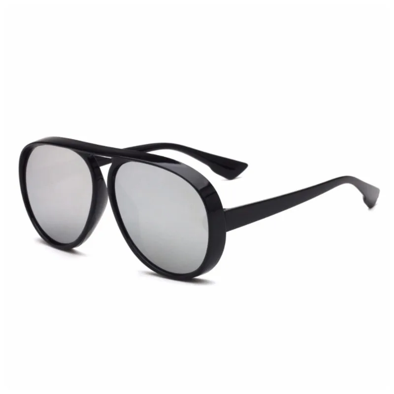 Модные мужские солнцезащитные очки с большой оправой UV400, универсальные светоотражающие красочные очки для женщин - Цвет линз: silver