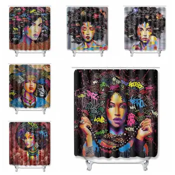 

2020 India Style Waterproof Bathroom Curtains Sexy Africa Women Shower Curtains 150*180&180*180