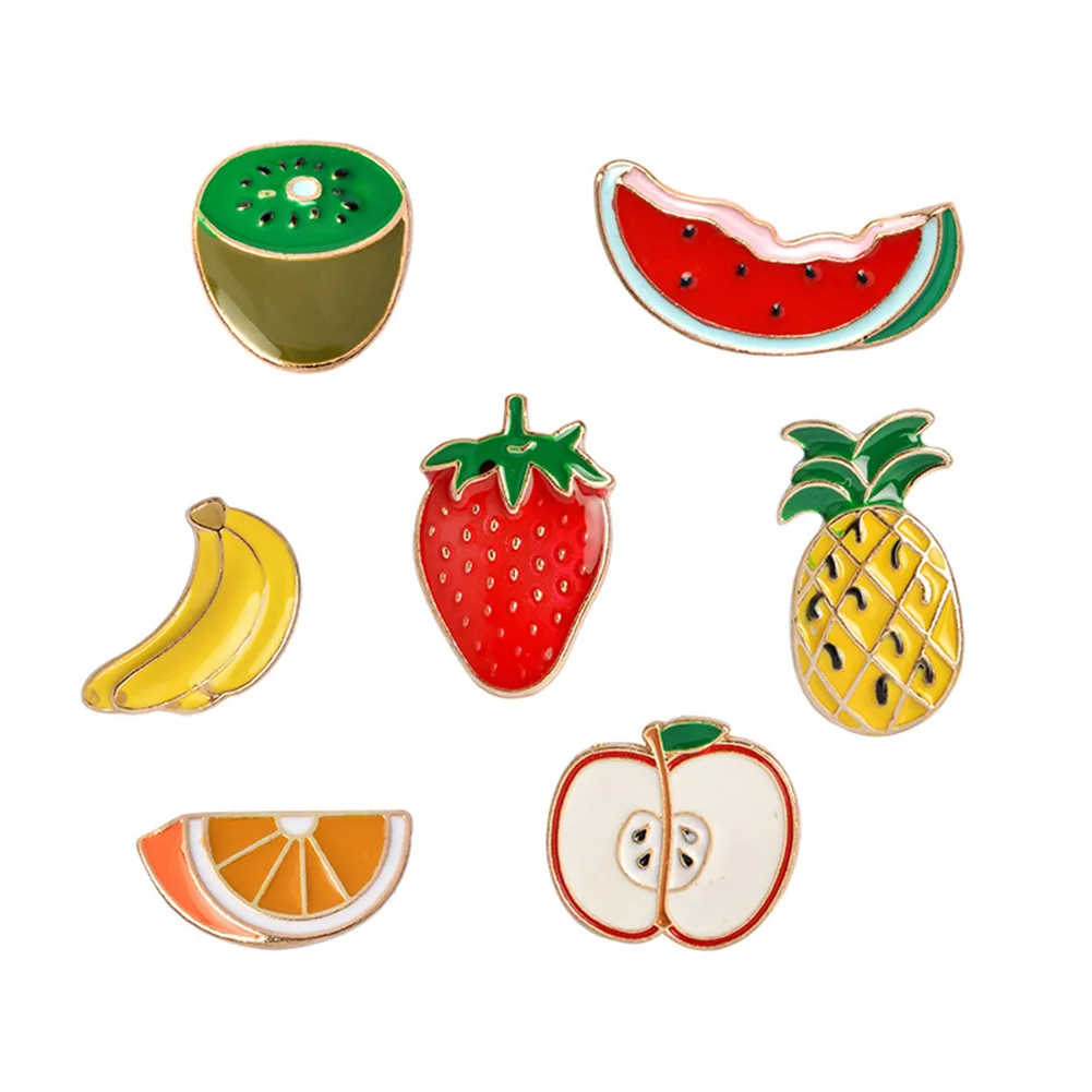 1Pcs Banana Strawberry Watermelon Kiwi Apple Orange Pineapple Brooch Button Pin Denim Jacket Pin Badge Cartoon Fruit Jewelry