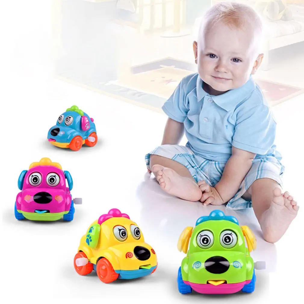 Baby Kidss Clockwork Funny Toy Cartoon Puppy Running Car Clockwork Classic Toy Baby Educational Animal Dog Toy Car Drop Shipping