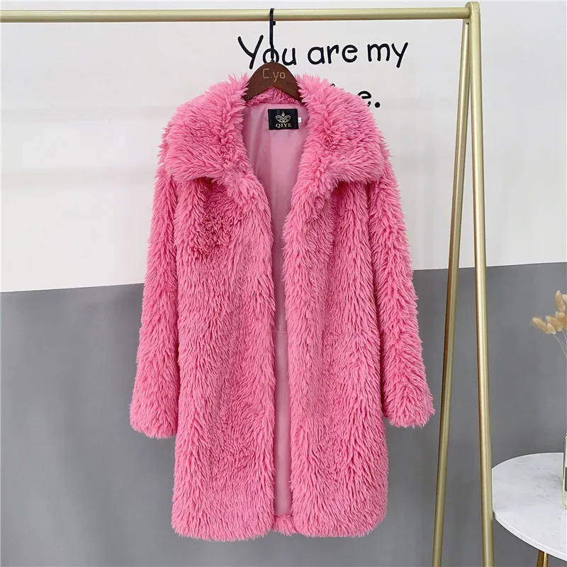Plus Size Womens Coats Winter Korean Casual Fashion Faux Fur Coat Warm Clothes Fur Long Coat