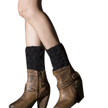 

8 Colors Women Knit Leg Warmer Short Boot Cuffs Buttons Crochet Boot Socks Knitted Gaiters Leg Warmers for Autumn Winter