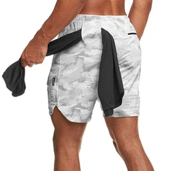 Shorts de sport pour hommes, Shorts de course, de gymnastique, Fitness, Camouflage, pantalons de survêtement, multi poches, mi pantalon, respirant, séchage rapide 