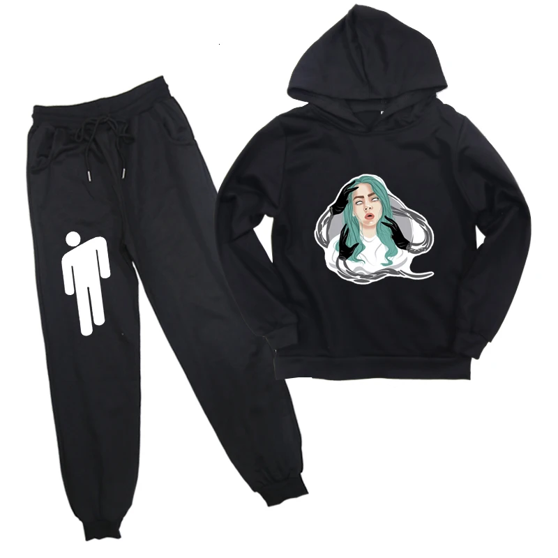 C6 2 шт./компл. Billie Eilish спортивный костюм мужские повседневные толстовки брюки Ropa Hombre спортивные рубашки костюмы уличная одежда для подростка спортивная одежда - Цвет: C6