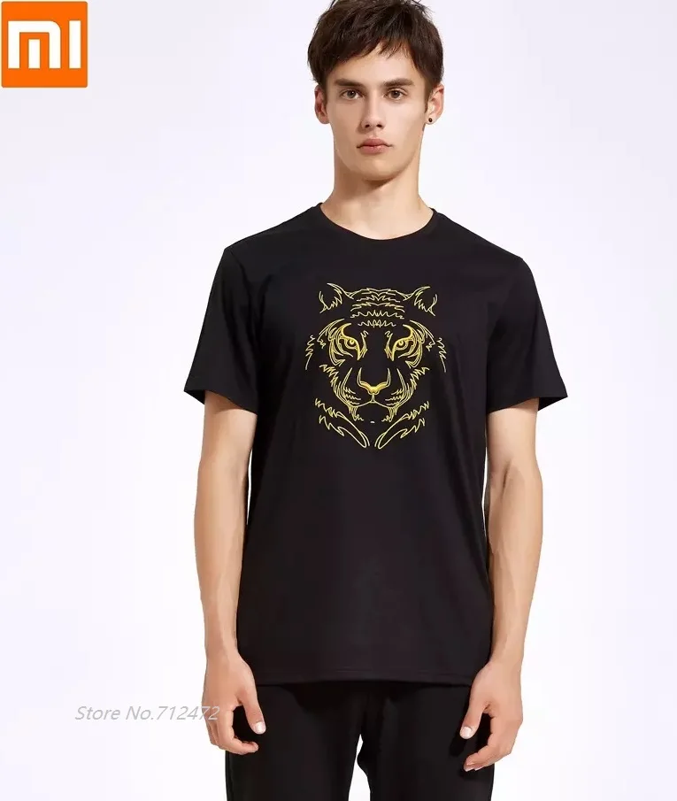 Xiaomi MIKEBOY fashion Embroidered tiger head T-shirt Comfortable and cool summer men Leisure sport embroidery Short sleeve